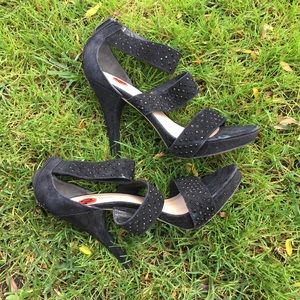 Via Spiga Suede Jeweled Heels Sz 10